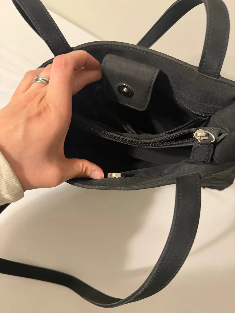 St. John's Bay Black Shoulder Bag with Front Pocket